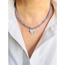 Devi Fashion Doğal Taş Nazar Kalp Kolye 43 cm