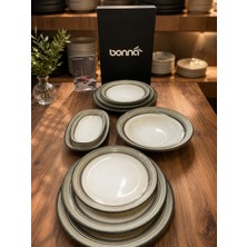 Bonna 9 Parça Cortado Spiral Gourmet Flat Plate 9 Parça Seramik Yemek & Sunum Takımı