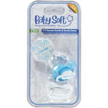 BabySoft Baby Soft 2 Li Damak Emzik No:1 & Emzik Askısı - Mavi