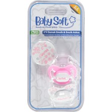 BabySoft Baby Soft 2 Li Damak Emzik No:1 & Emzik Askısı - Pembe