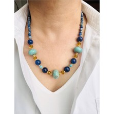 Devi Fashion Firuze ve Jade Doğal Taş Kolye 53 cm