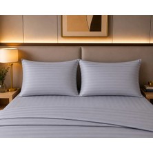 Pınarhome collection 1 cm Çizgi Desenli Saten Kumaş Kapaklı Yastık Kılıfı --50X70CM--2 Adet (1 Çift)