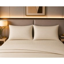 Pınarhome collection 1 cm Çizgi Desenli Saten Kumaş Kapaklı Yastık Kılıfı --50X70CM--2 Adet (1 Çift)