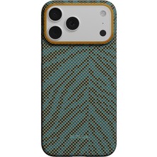 iPhone 17 Pro Kılıf M-Safe Uyumlu Aramid Fiber Pitaka Breath Of Veins Serisi Kapak Yeşil