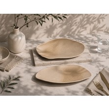 Choice 2'li Sahara Tone Dikdörtgen Tabak 36 cm Yemek/kahvaltı/et/balık/salata/meze Çok Amaçlı Oval Tabak