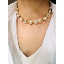 Devi Fashion Çift Taraflı Zirkon Taşlı Choker Kolye