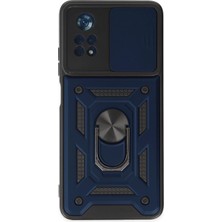 Uravas Store Mey Ithalat®   Poco X4 Pro 5g Kılıf Pars Lens Yüzüklü Silikon - Lacivert