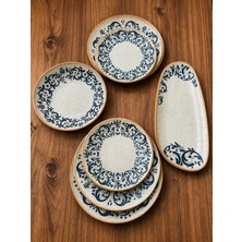 Bonna 8 Parça Viento Gourmet Flat Plate Vintage Sunum Set Desenli Servis & Yemek Tabağı Seti