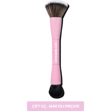 Cream Co. Çift Taraflı Makyaj Fırçası | Dual-Ended Allık Kontür Fondöten Kapatıcı | Çok Amaçlı Makeup Brush