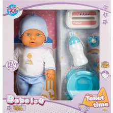 E-Vitrin 1030141 Sesli Bebelou Tuvalet Zamanı Bebek Seti Pembe El Mikrofonu Kablolu 32 cm