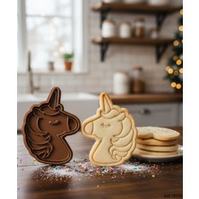 Ulora Sevimli Unicorn Kurabiye Kalıbı Tek Boynuzlu At Figürlü Çift Parça Şeker ve Oyun Hamuru Kesici
