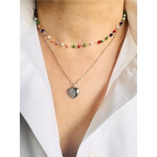 Devi Fashion Çelik Ikili Kombin Kalp Kolye