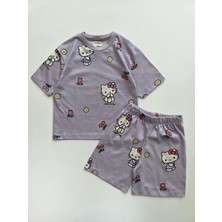 Panfilia %100 Pamuk Kız Çocuk Kısa Kollu Şortlu Yazlık Pijama Takımı
