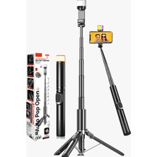 The Wlue Bluetooth Kumandalı Rgb Işıklı Tripod Selfie Çubuğu / 163CM / Otomatik Ayak / Titreşim Önleyici