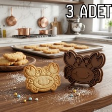 Ulora 3lü Yengeç Figürlü Hamur Şekillendirici Kurabiye Kalıbı Oyun Hamuru Kalıbı 9 cm