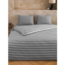 LC Waikiki Gri Çizgi Desenli Çift Kişilik Nevresim Takım