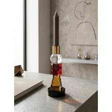 618 Concept Manes Sarı Kırmızı Siyah Tabanlı Mumluk 6X6X17 cm