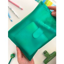 Kağıt Gemi Dükkan Yeşil Yarı Şeffaf Küçük Boy Çift Bölme Fermuarlı Organizer Dosya Çantası (23*16.5cm)/toparlayıcı