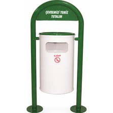 Hijyen Dükkanı 2 Ayaklı Büyük Dış Mekan Çöp Kovası 31 Litre Metal Park Bahçe Tipi Sabitlenebilir 121 cm Boy S-432