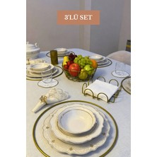Edora Home 3’lü Set Mat Gold 6'lı Supla Kare Peçetelik Oval Köşeli Meyve Sepeti Mutfak Seti