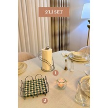 Edora Home 2’li Set Mat Gümüş Kuğu Peçetelik Kare Peçetelik Mutfak Seti