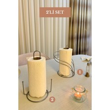 Edora Home 2’li Set Mat Gümüş Kuğu Peçetelik Dik Kağıt Havluluk Misketli Mutfak Seti