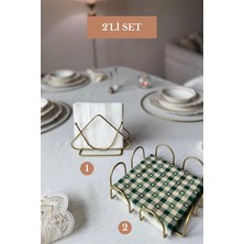 Edora Home 2’li Set Mat Gold Kare Peçetelik Üçgen Peçetelik Mutfak Seti