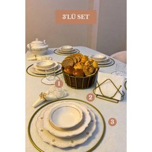 Edora Home 3’lü Set Mat Gold 6'lı Supla Üçgen Peçetelik Oval Köşeli Ekmek Sepeti Bej Mutfak Seti