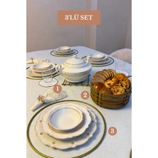 Edora Home 3’lü Set Mat Gold 6'lı Supla Nihaleyuvarlak Ekmek Sepeti Mutfak Seti