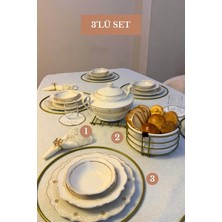 Edora Home 3’lü Set Mat Gold 6'lı Supla Nihale Yuvarlak Ekmek Sepeti Mutfak Seti