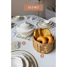 Edora Home 2’li Set Mat Gold Nihale Yuvarlak Ekmek Sepeti Mutfak Seti