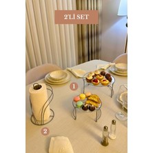 Edora Home 2’li Set Mat Gümüş Ikili Küçük Boy Sunumluk Kuğu Peçetelik Mutfak Seti