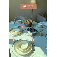 Edora Home 3’lü Set Mat Gümüş 6'lı Supla Nihale Oval Köşeli Ekmek Sepeti Bej Mutfak Seti