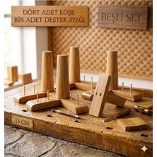 Legora Wood Design 1. Sınıf Gürgen Ağacı Açık Ceviz Mobilya Kanepe Koltuk Tv Ünitesi Mobilya Ayakları 5’li Set Köşe Ayak ve Destek Ayağı 15 cm Robot Süpürge Uyumlu