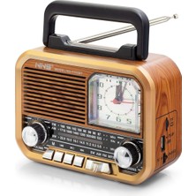 Hadron Nns NS7113BT Bluetooth Nostaljik Fm Radyo Tws USB Tf Analog Saatli Taşınabilir Hoparlör