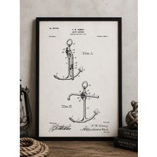 Pegziz Çapa Patent Çizimi Tablosu Denizcilik Duvar Dekor Tablo