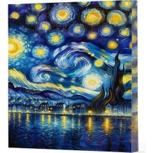 Uravas Store Van Gogh 7 - Yıldızlı Gece Çizgili Yan Boyamalı Defter