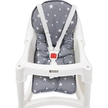 Sevi Bebe Gri Yıldız Mama Sandalyesi Minderi ART-150 %100 Pamuk Konforlu ve Hijyenik 0-3 Yaş