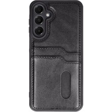 Magicool Samsung Galaxy A55 5g Kılıf Sara Kartvizitli Deri Kılıf - Siyah