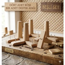 Legora Wood Design 1. Sınıf Gürgen Ağacı Mobilya Kanepe Koltuk Tv Ünitesi Mobilya Ayakları 5’li Set Köşe Ayak ve Destek Ayağı 15 cm Robot Süpürge Uyumlu