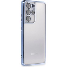 Magicool Samsung Galaxy S21 Ultra Kılıf Razer Lensli Silikon - Açık Mavi