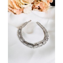 Devi Fashion Baget Zirkon Taşlı Silver Renk Bileklik 19 cm