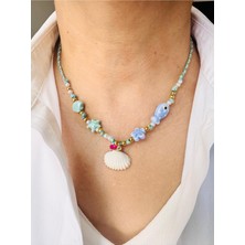 Devi Fashion Çelik Murano Charm Ipli Kolye 45 cm