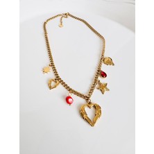 Devi Fashion Çelik Charm Kalpli Kolye 45 cm