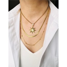 Devi Fashion Çelik Üçlü  Kombin Kolye 60 cm