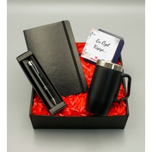 As Gift Siyah Defter & Siyah Bardak Termos & Siyah Roller Kalem Hediye Seti