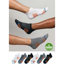 Gowith 6'lı Bambu Renkli Spor Desenli Güçlendirilmiş Yıkamalı Kutulu Dikişsiz Nefes Alabilir Performans Sneaker Kısa Patik Erkek Çorap 3150