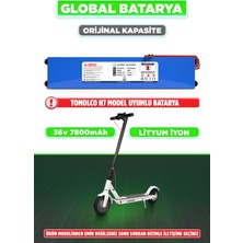 Global Batarya Tomolco H7 Uyumlu Elektrikli Scooter Bataryası 36V 7800MAH Li-Ion Pil Orijinal Kapasite