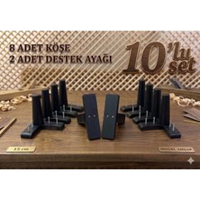 Legora Wood Design 1. Sınıf Gürgen Ağacı Siyah Mobilya Kanepe Koltuk Tv Ünitesi Mobilya Ayakları 10'lu Set Köşe Ayak ve Destek Ayağı 15 cm Robot Süpürge Uyumlu