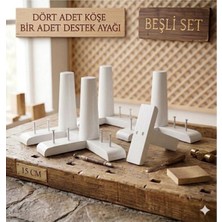 Legora Wood Design 1. Sınıf Gürgen Ağacı Beyaz Mobilya Kanepe Koltuk Tv Ünitesi Mobilya Ayakları 5’li Set Köşe Ayak ve Destek Ayağı 15 cm Robot Süpürge Uyumlu